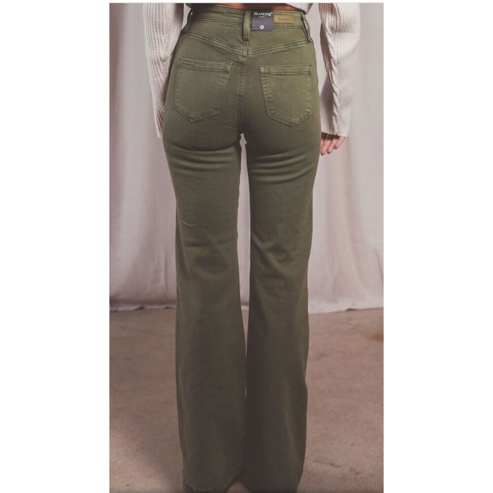 BLANK NYC The Delancey Denim Wide Leg Pants Going Green Size 29 70s Bohemian - Picture 4 of 13